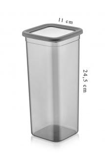 3'lü Set Sızdırmaz Kapaklı Kare Erzak Saklama Kabı 3x1900 Ml Antrasit