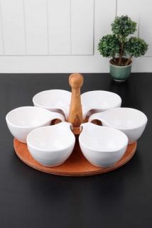 Bambu Standlı Kulplu Küçük Sosluk 6'lı